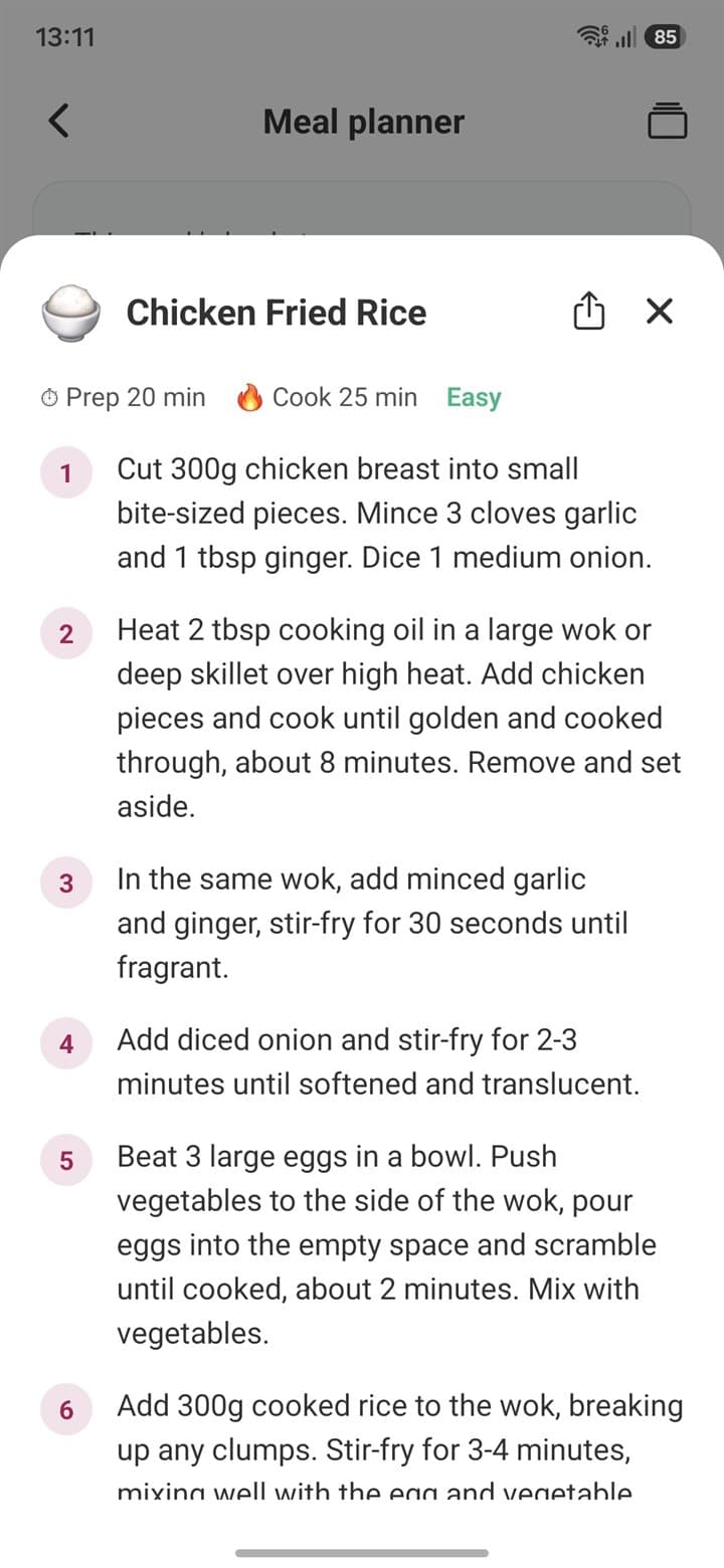 Cook step by step — List Owl meal planner screenshot