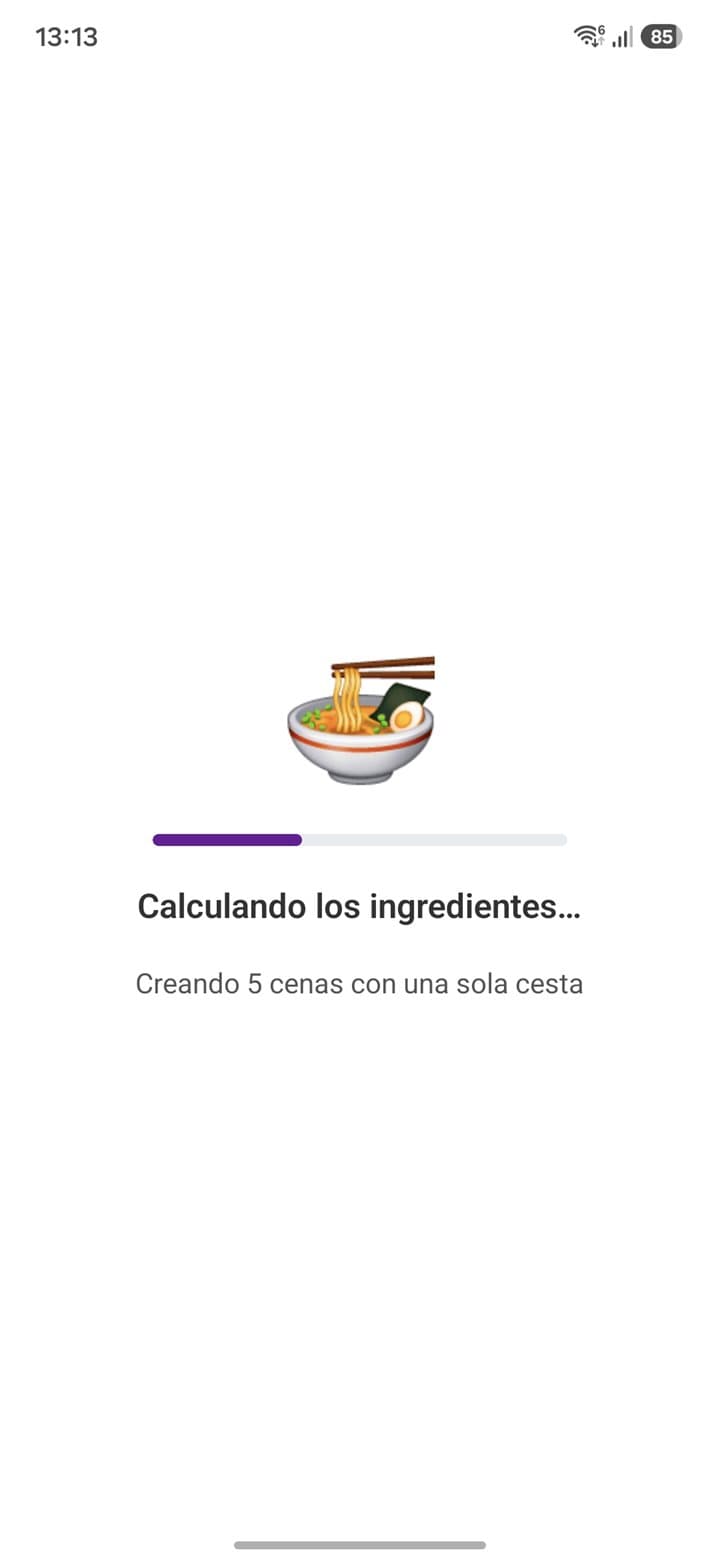 Planificado en un momento — Captura del planificador de comidas de List Owl